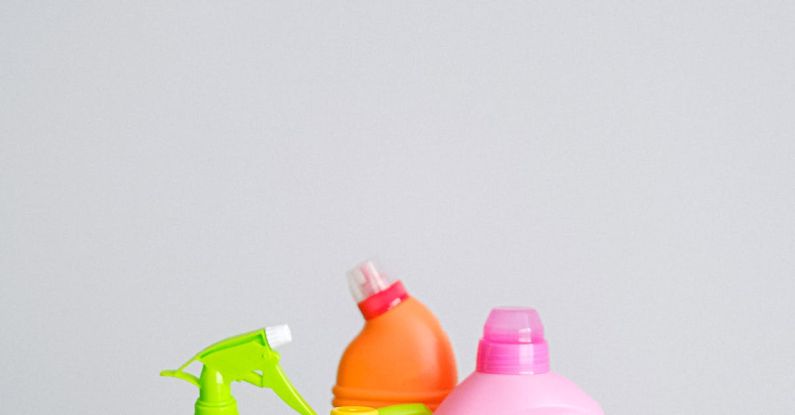 Household Items - Cleaning supplies placed on table