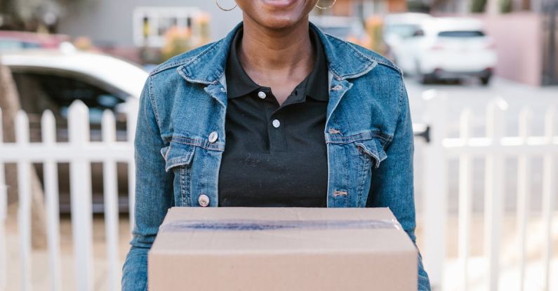 Emergency Kit - Woman in a Denim Jacket Holding a Box