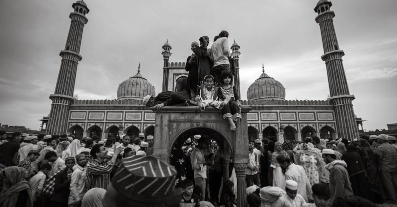 Travel With Kids - Children in Crowd at Jama Masjid in India